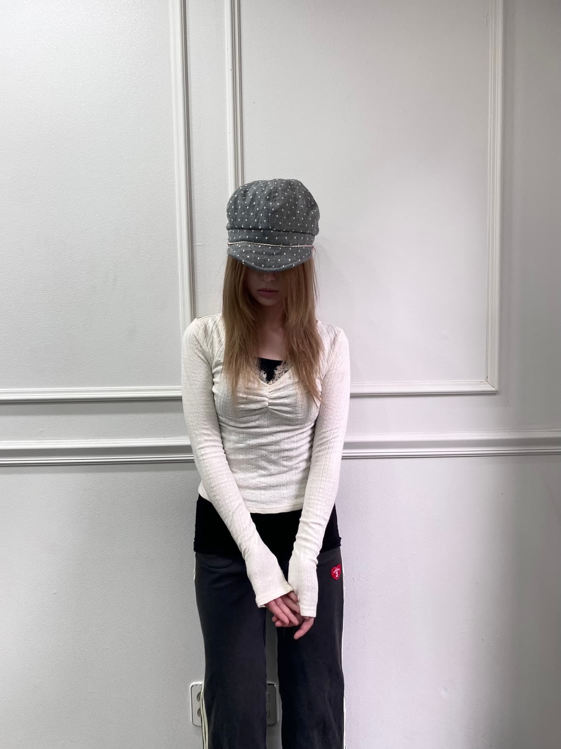 Lace Detail White Crop Slim Fit Sleeve 상품이미지2
