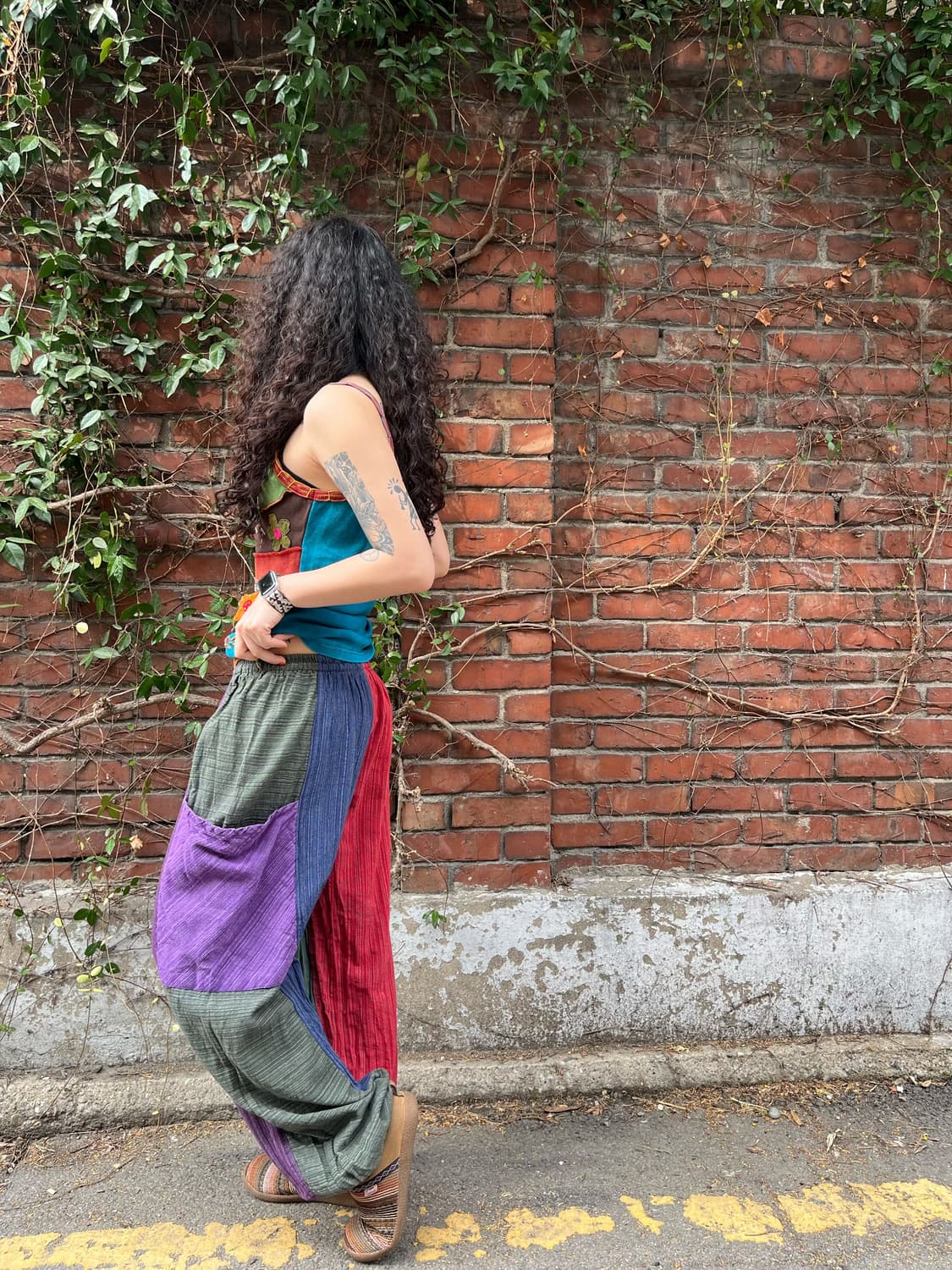 히피 에스닉 패치 와이드 팬츠 상품이미지4