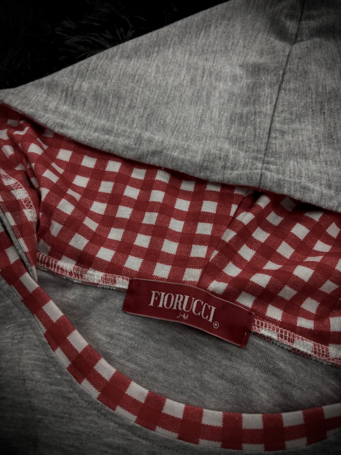 Fiorucci X Hello Kitty 그레이 레드체크포인트 후드반팔티 상품이미지6