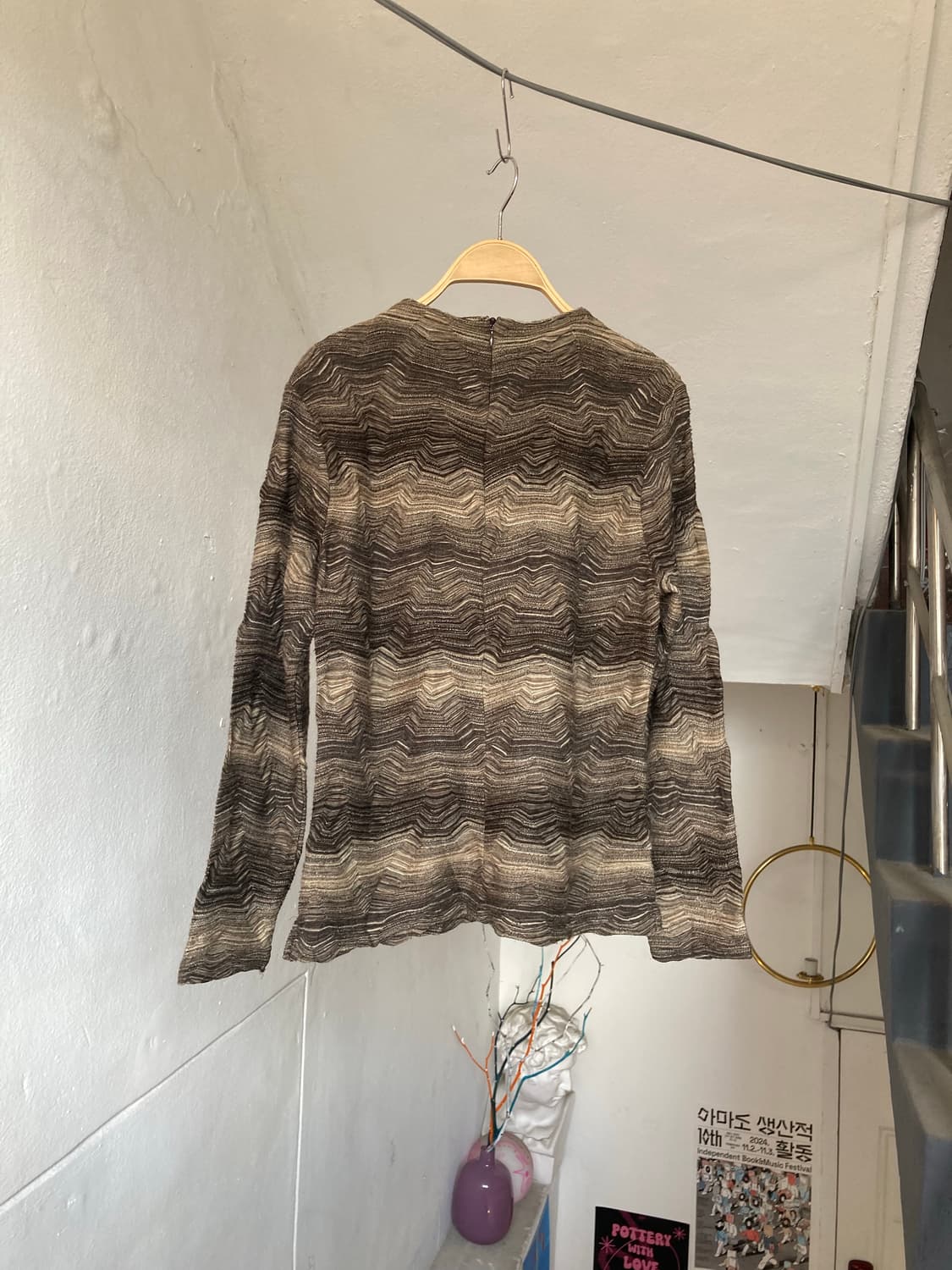 Y2K 웨스턴 케이블 니트 블라우스 상품이미지5