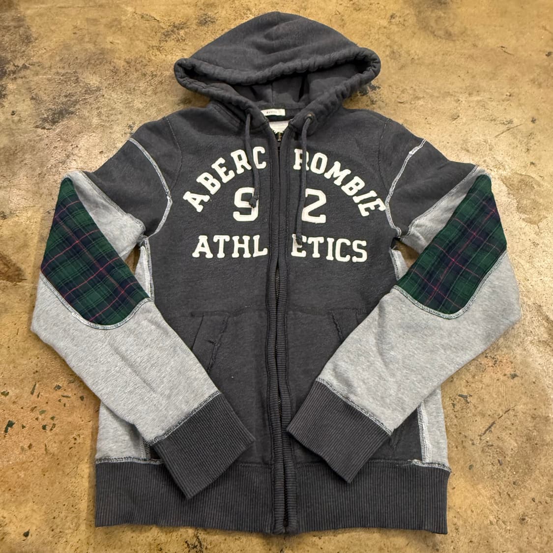 아베크롬비 그레이 체크 포인트 후드집업 상품이미지2