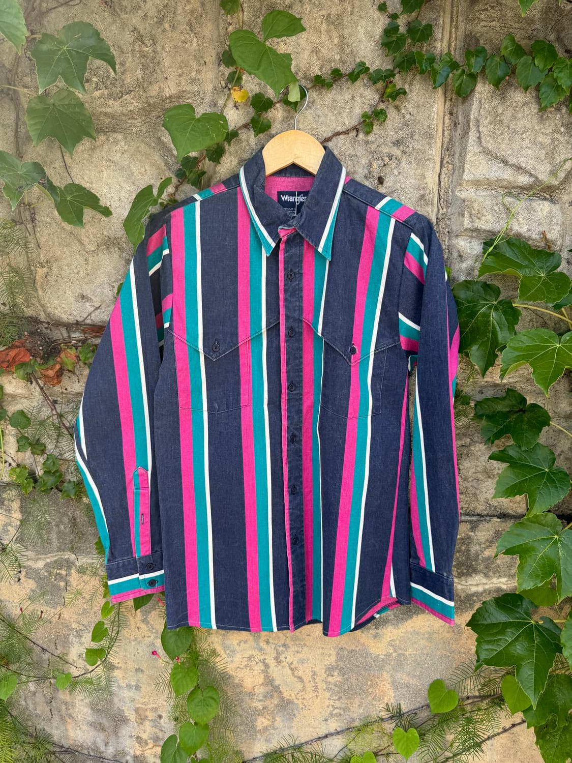 90s wrangler 랭글러 브러쉬포퍼 페이딩 스트라이프 웨스턴 셔츠 상품이미지1