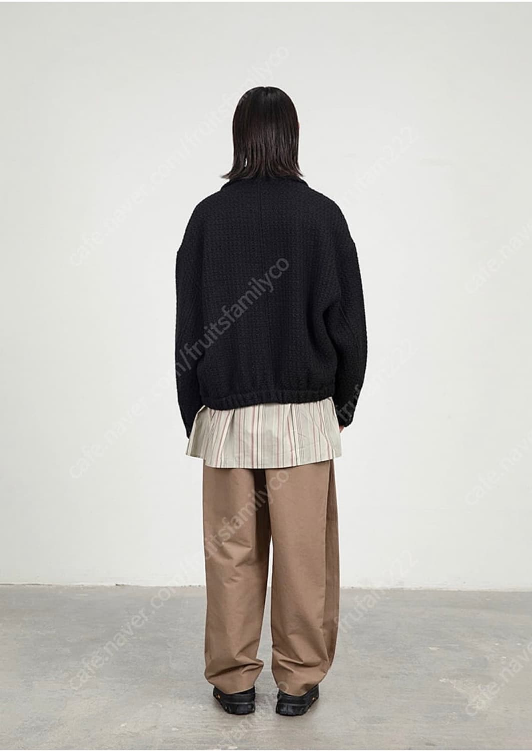 아모멘토 트위드 집업 블루종 블랙 L사이즈 판매 상품이미지2