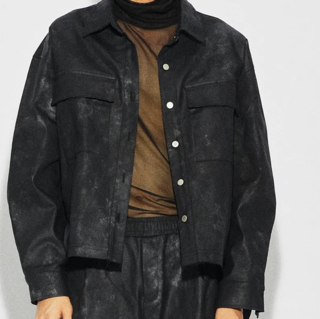 톤슬 더티워싱 셔츠자켓 블랙  상품이미지3
