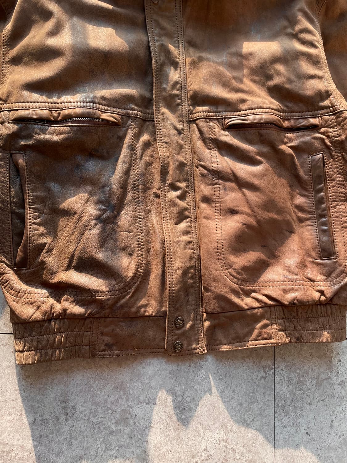 브라운 소가죽 봄버자켓 상품이미지4