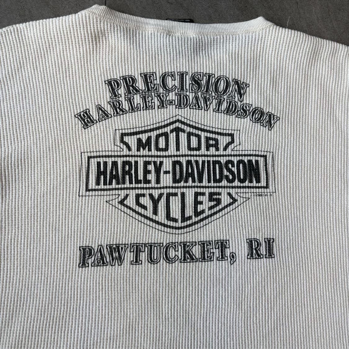 00년대 미국 생산 할리데이비슨 롱슬리브 아이보리 와플 티셔츠 상품이미지9