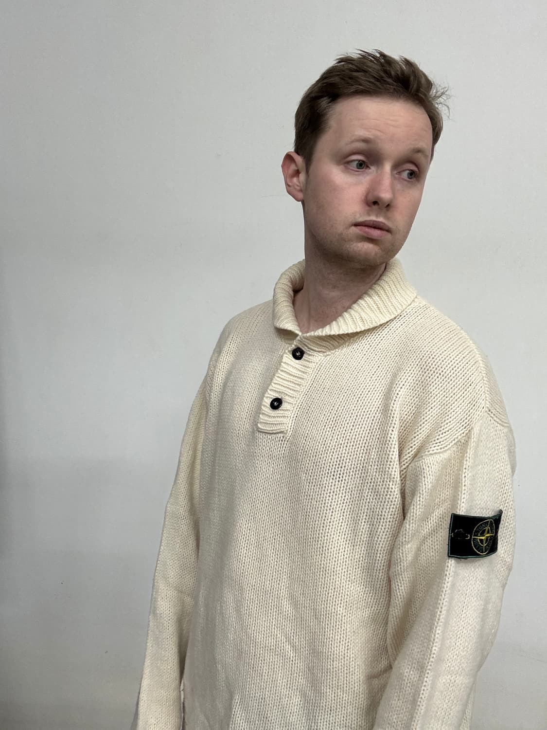 95AW 스톤아일랜드 그린 엣지 네이벌 롤넥 베이지 니트 상품이미지3