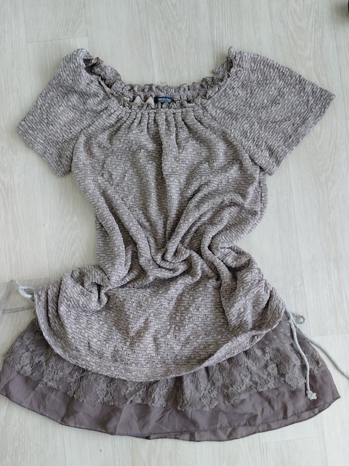 [빈티지] 레이스 레이어드 브라운 미니 원피스 모리걸 상품이미지1