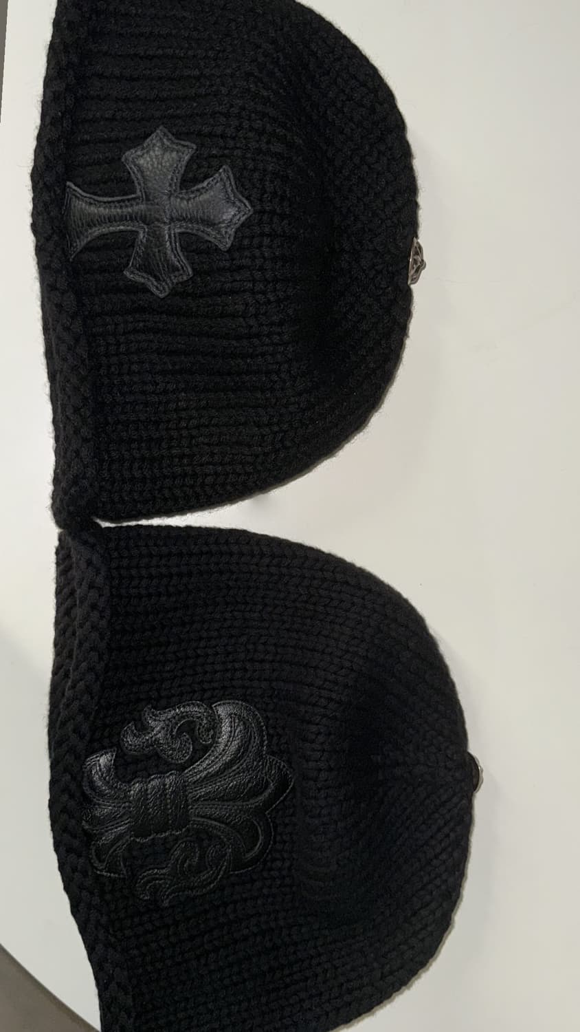 크롬하츠 캐시미어 크로츠 레더 패치 비니 상품이미지2