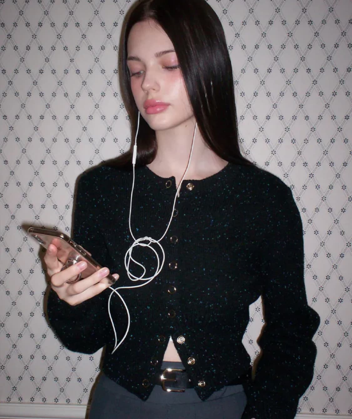 레터프롬문 더스트 파인 울 가디건 블랙 상품이미지3