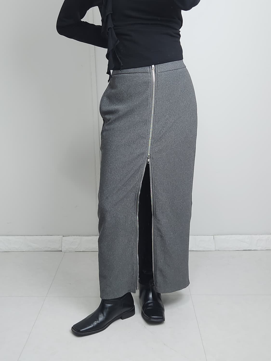 (GU)골지 트임 롱 스커트 상품이미지2