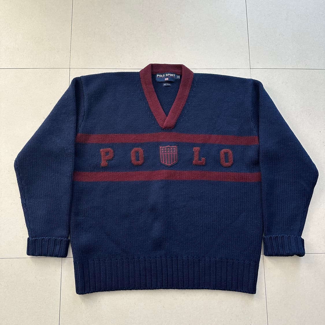 90s 빈티지 폴로 스포츠 울 100% 브이넥 스웨터 (105)  상품이미지1