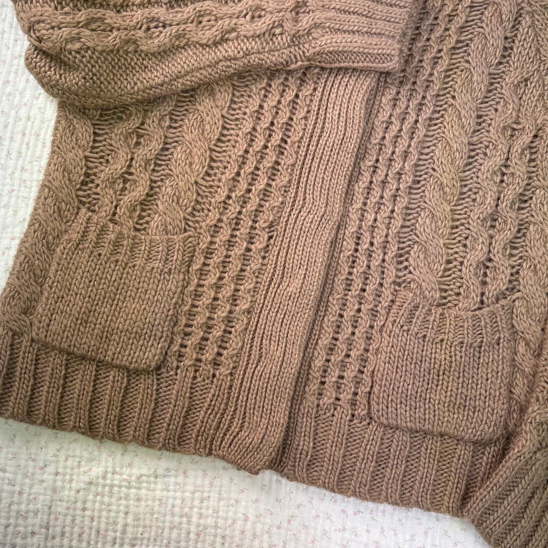 earth music 얼스뮤직/ 케이블가디건 브라운가디건 라떼가디건 상품이미지8