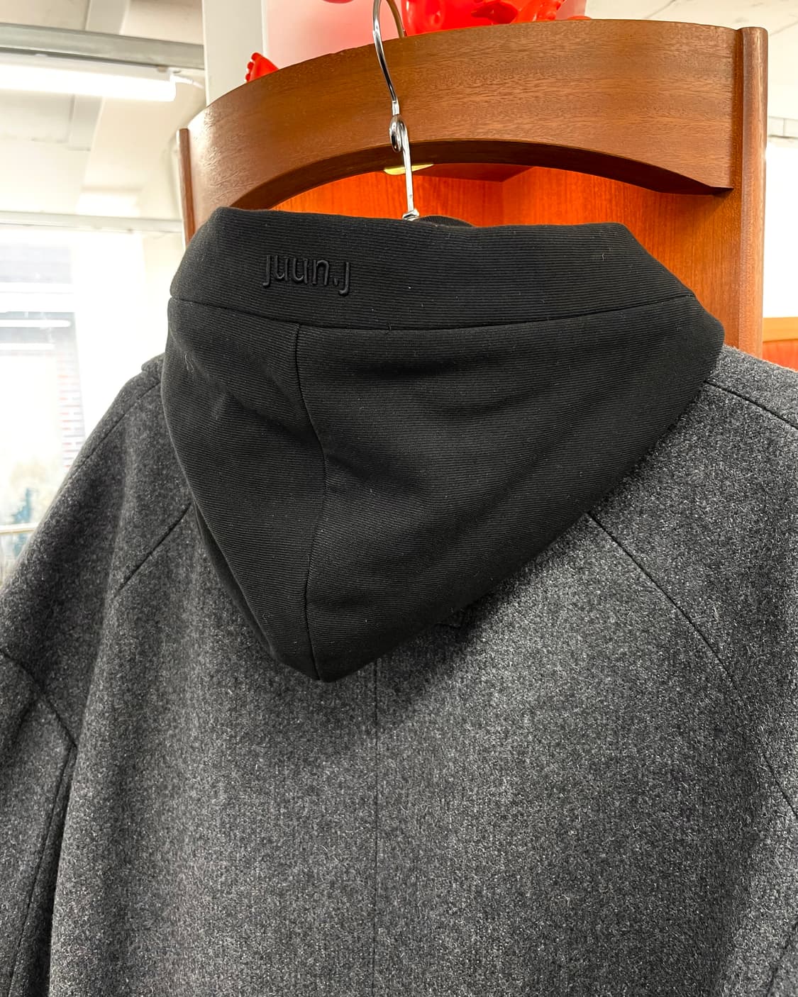 [48] 준지 후드 레이어드 울 코트 상품이미지7