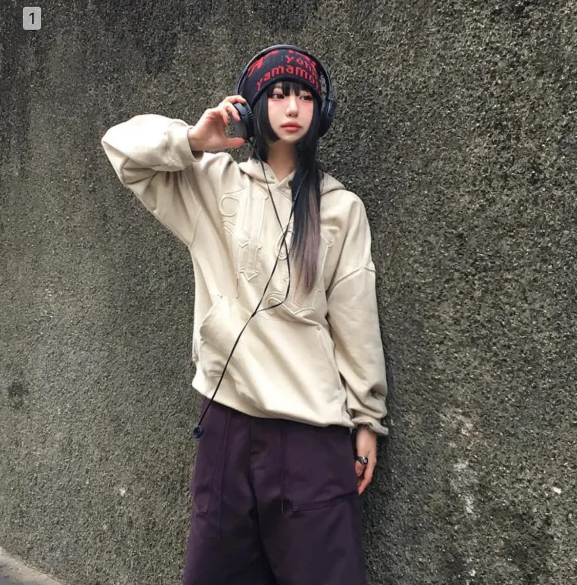 후드후드 HD 로고 아플리케 오버핏 후드 아이보리 2 상품이미지1