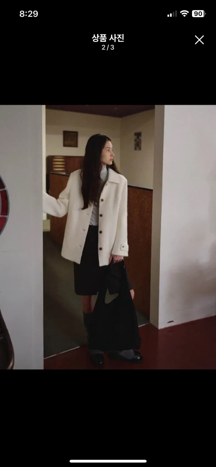 포유어아이즈온리 Valentin 울 하프코트 크림 상품이미지2