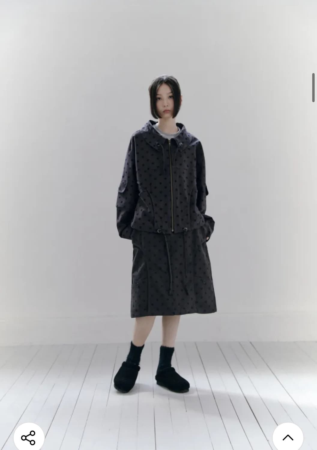 라세레모니 도트 패턴 자켓+스커트 블랙 (에스파 윈터 착용 상품이미지4