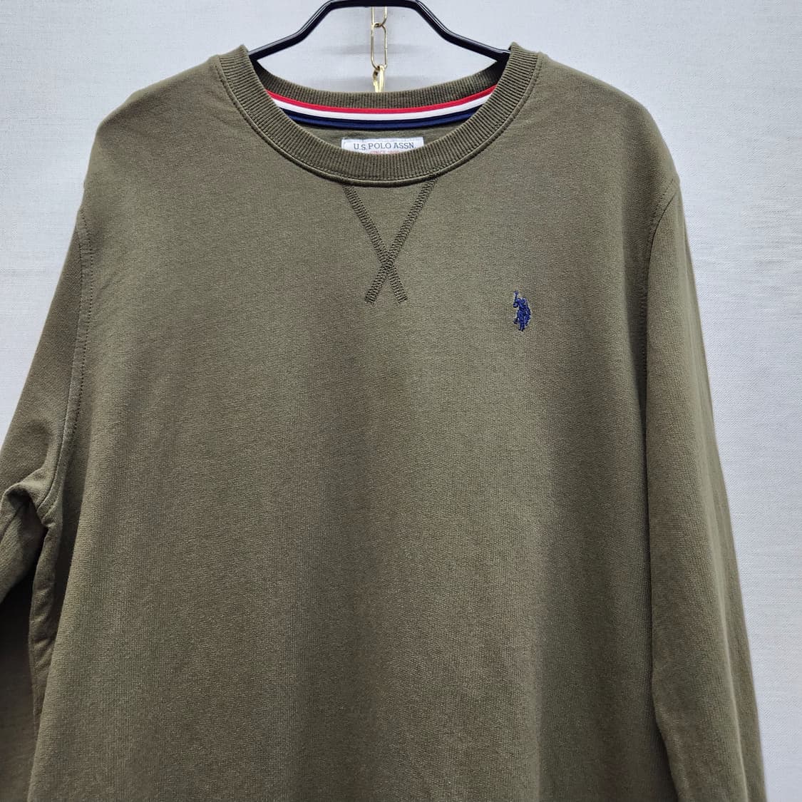 U.S폴로 로고자수 올리브카키 맨투맨 L(L) 상품이미지2