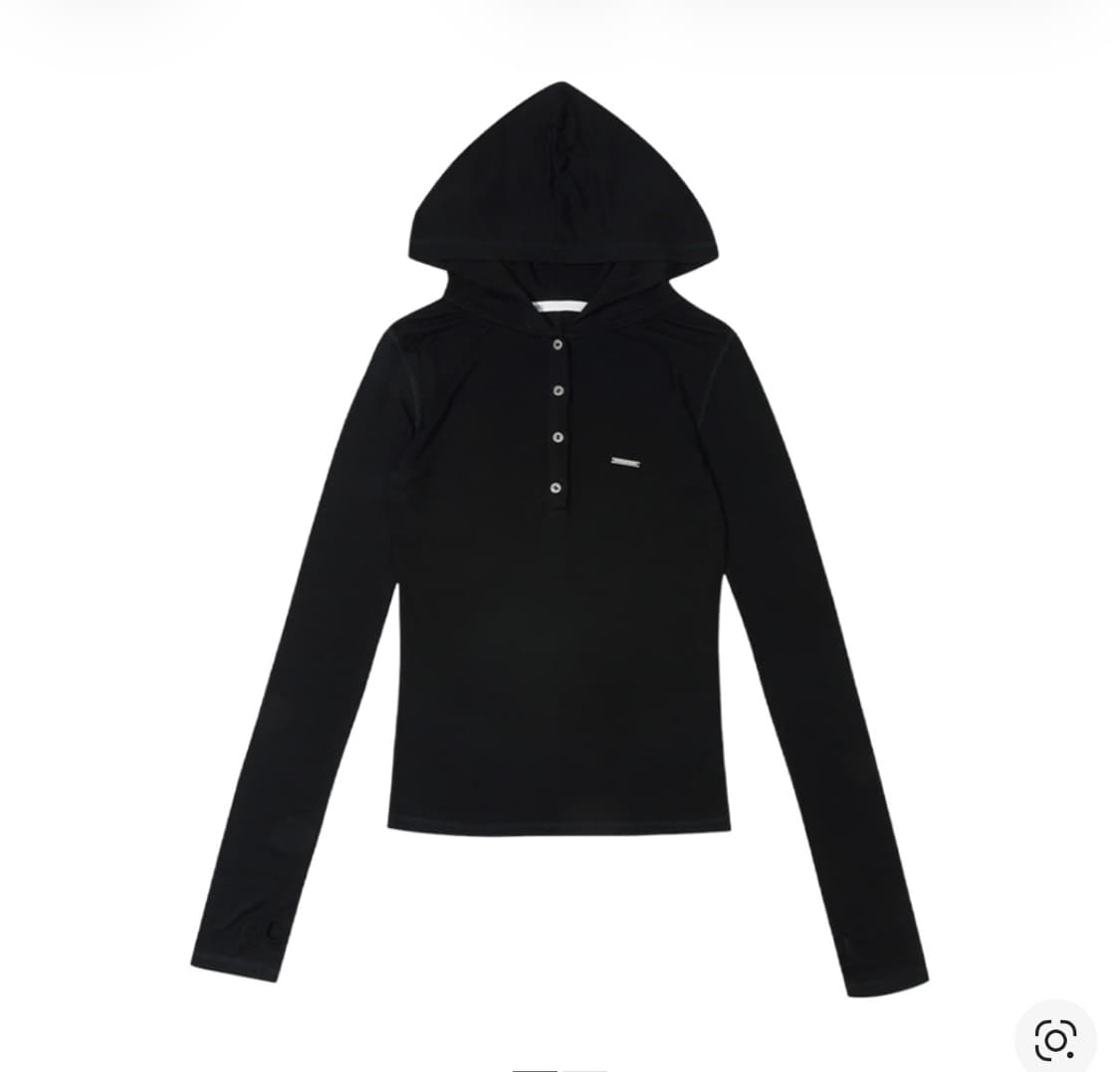 보헤미안 서울 후드 버튼 워머 티셔츠 블랙 상품이미지1