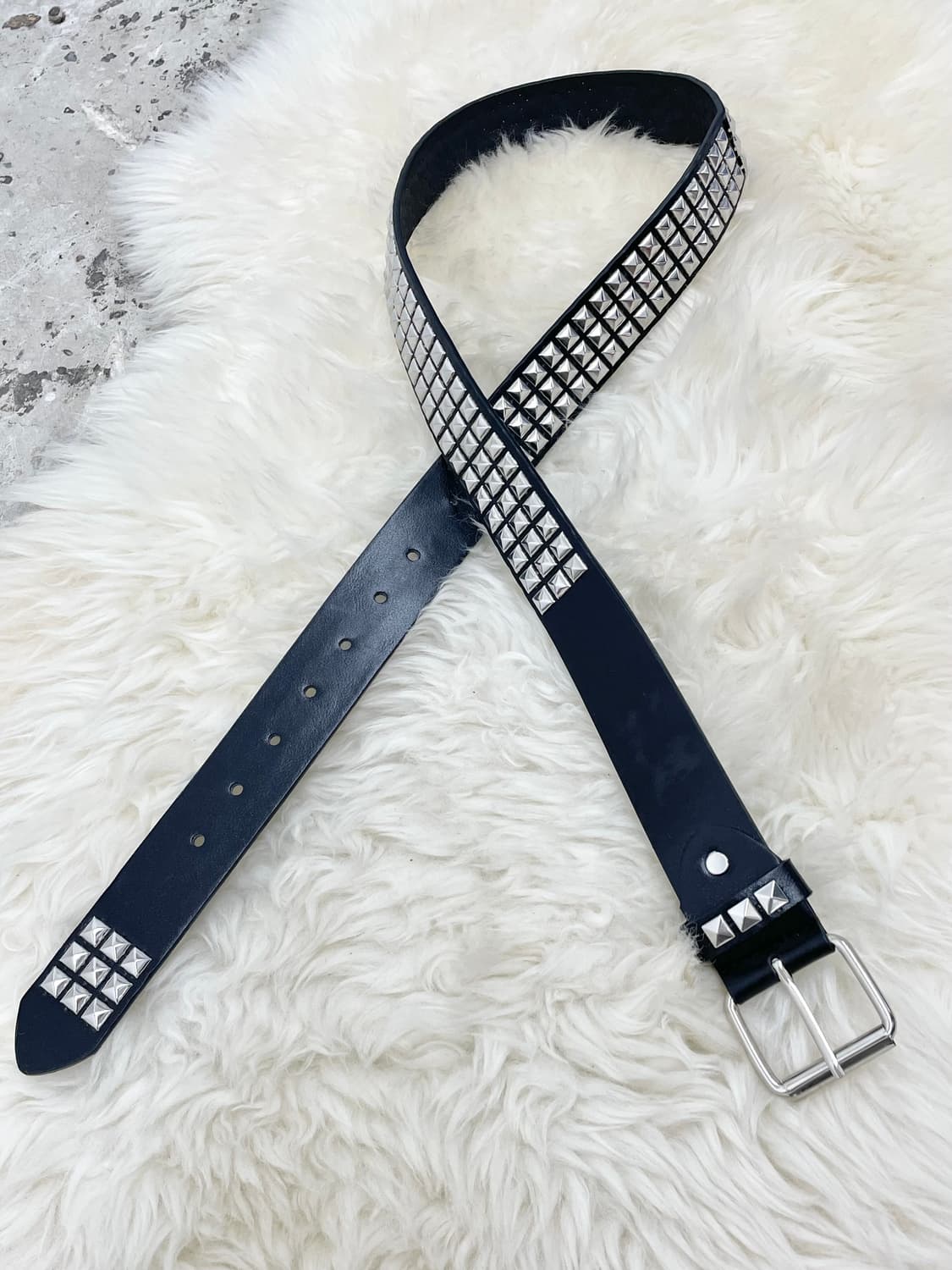 리얼레더 락시크 스터드 버클 벨트 상품이미지6