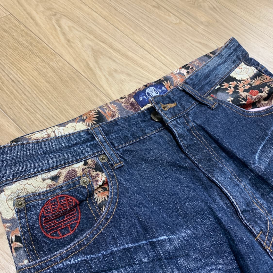 32-L)풍천상점 오리엔탈 봉황 자수 청바지 상품이미지6