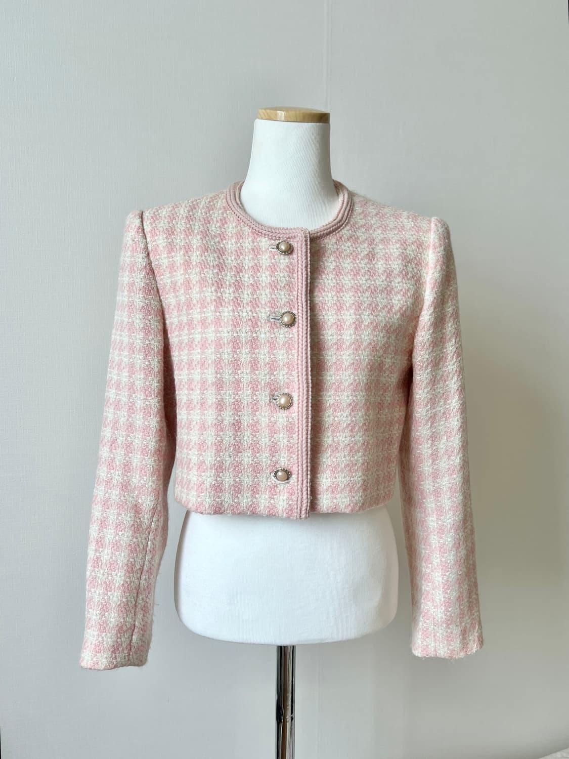 pink tweed crop jacket 상품이미지1