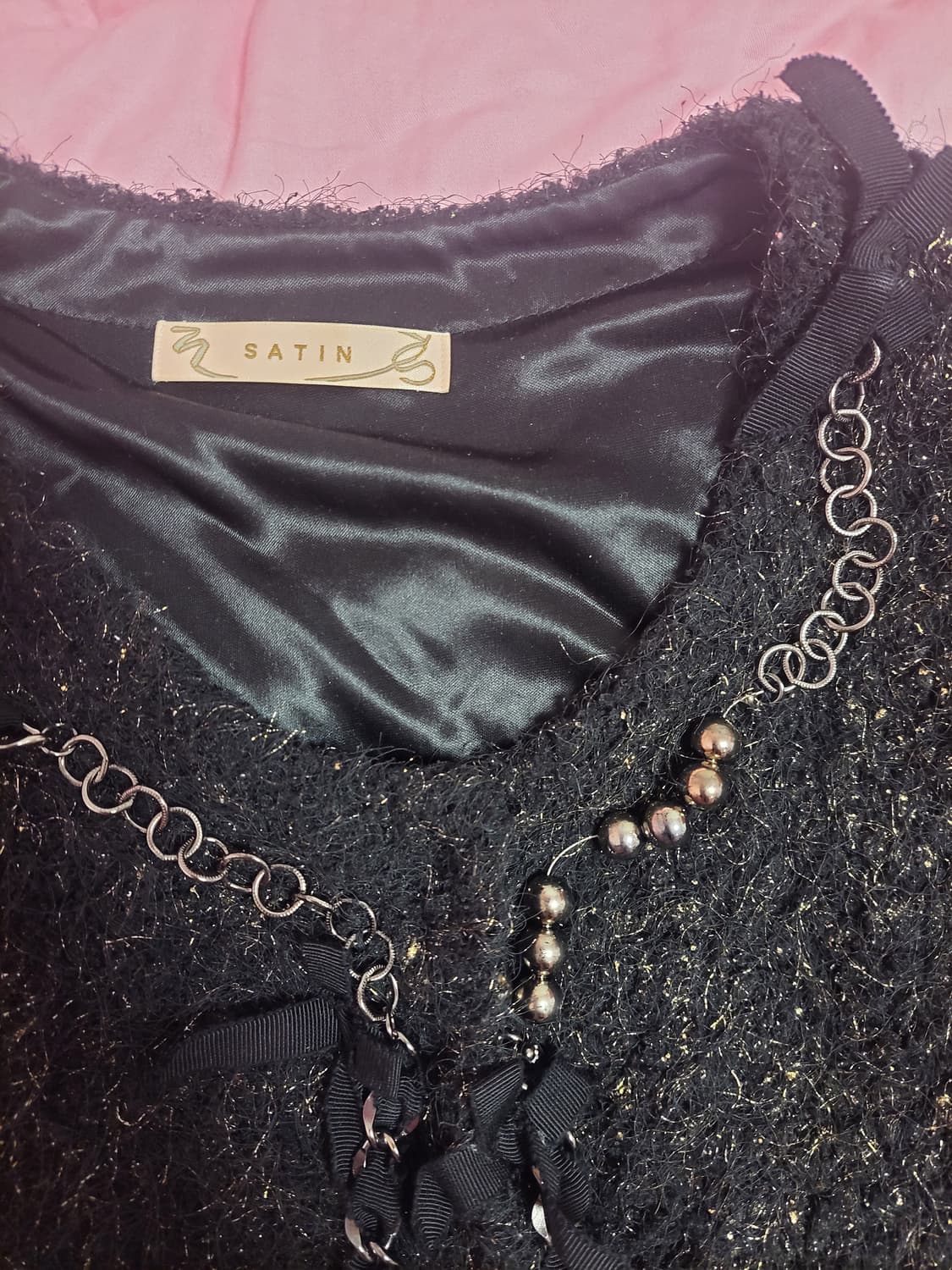 급처상태좋음!샤틴 샤넬느낌 리본 트위드 가디건 자켓 레니본st리즈리사st 상품이미지2