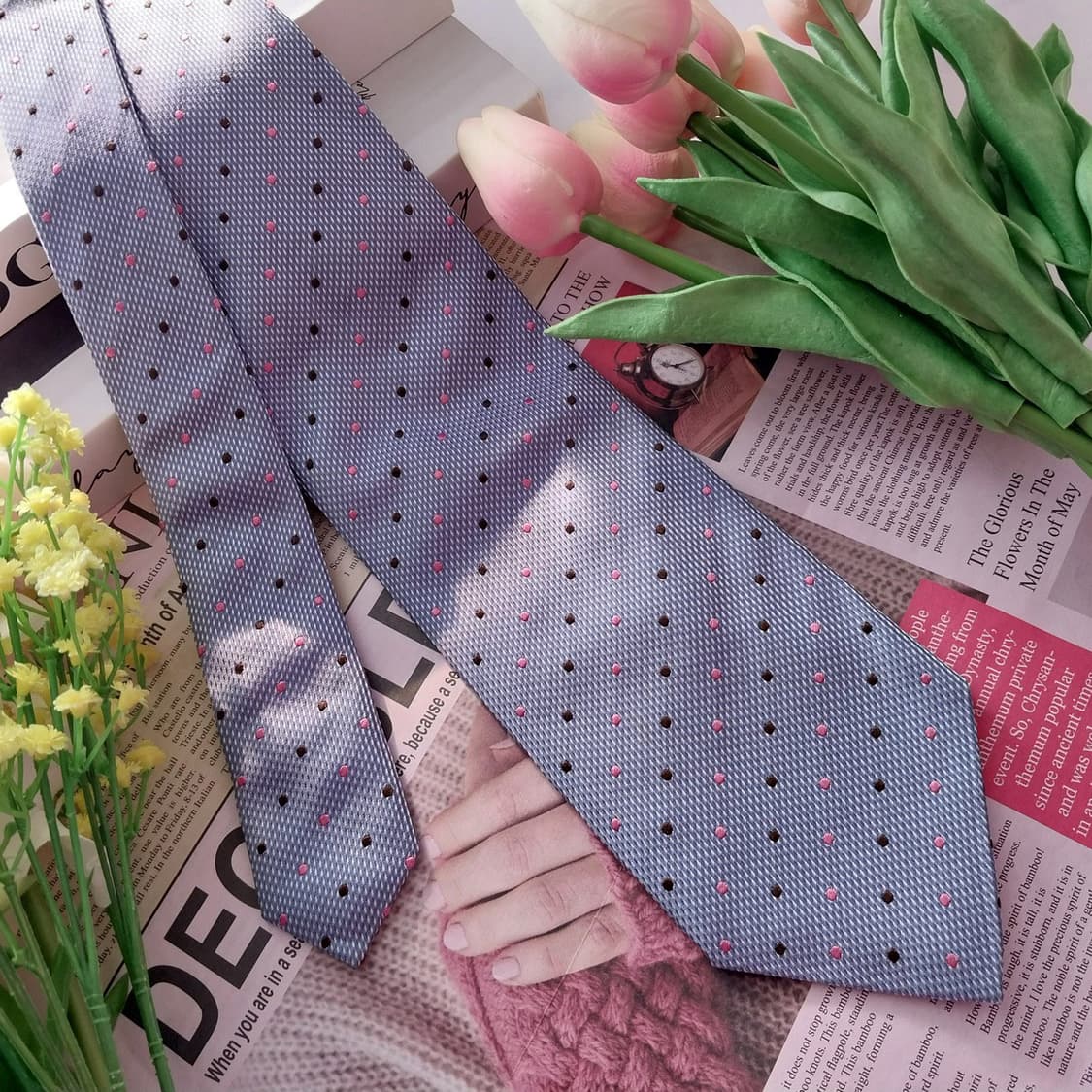 알테아 실크 하늘색 도트 넥타이 8.7cm A+등급 K1337
 상품이미지3