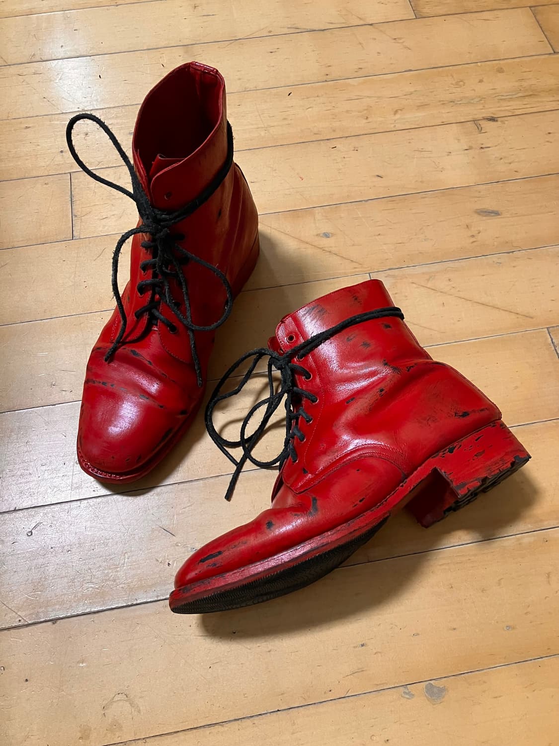 Japanese 90s 레드 풀 페인티드 레이스업 부츠 275 상품이미지5