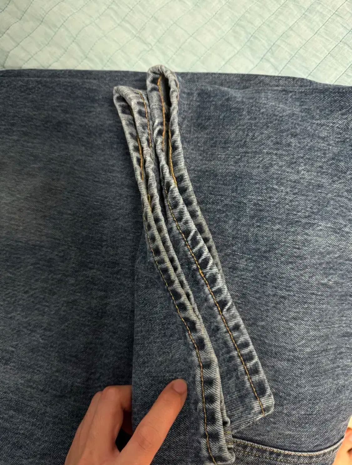(3) 해칭룸 와이드 커브드진 워시드 블루 상품이미지4
