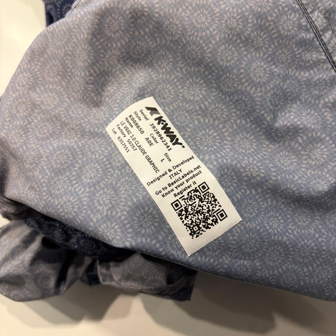 [L] KWAY 까웨 케이웨이 패턴 네이비 바람막이 후드 D505 상품이미지8