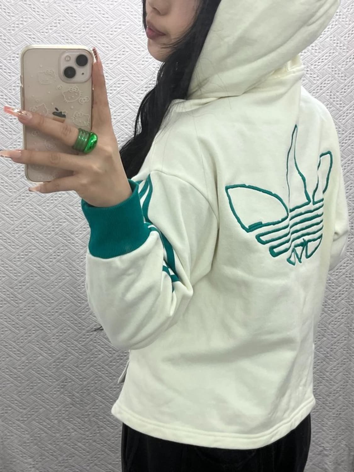 아디다스 빈티지 레트로 그린배색 빅트레포일 후드티 S C08204 상품이미지2