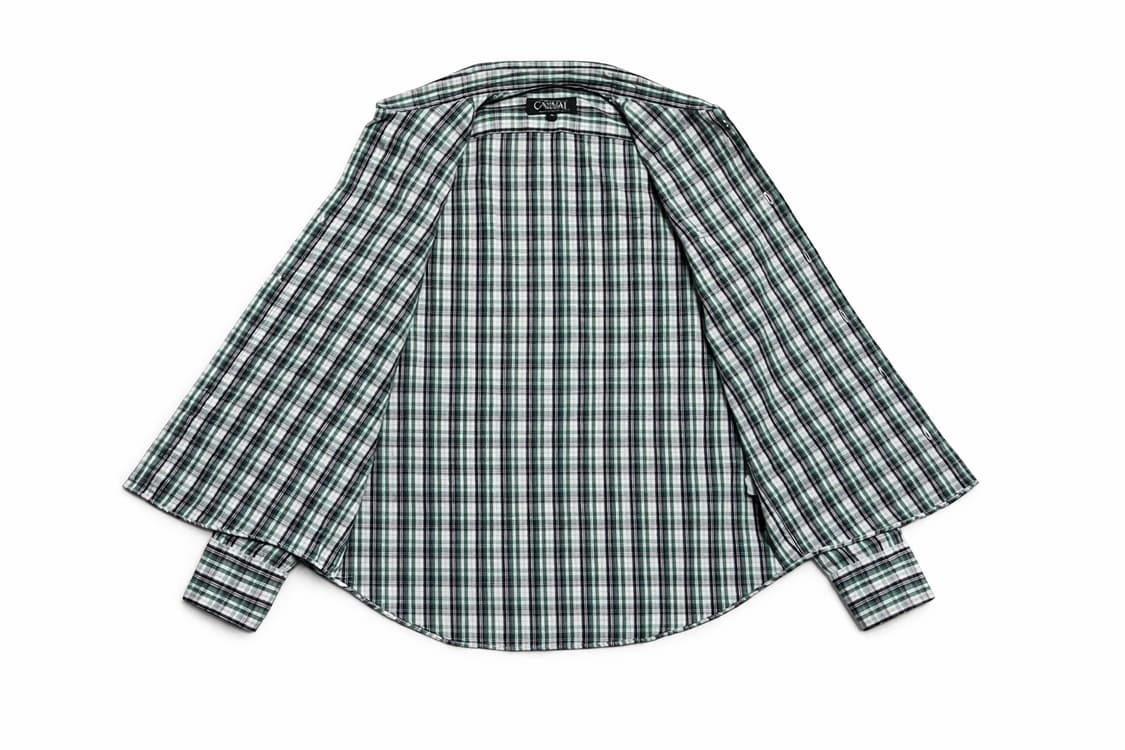 JPN 일본 빈티지 y2k 모리걸 아메카지 그린 체크 셔츠 포켓 남방 M 상품이미지3