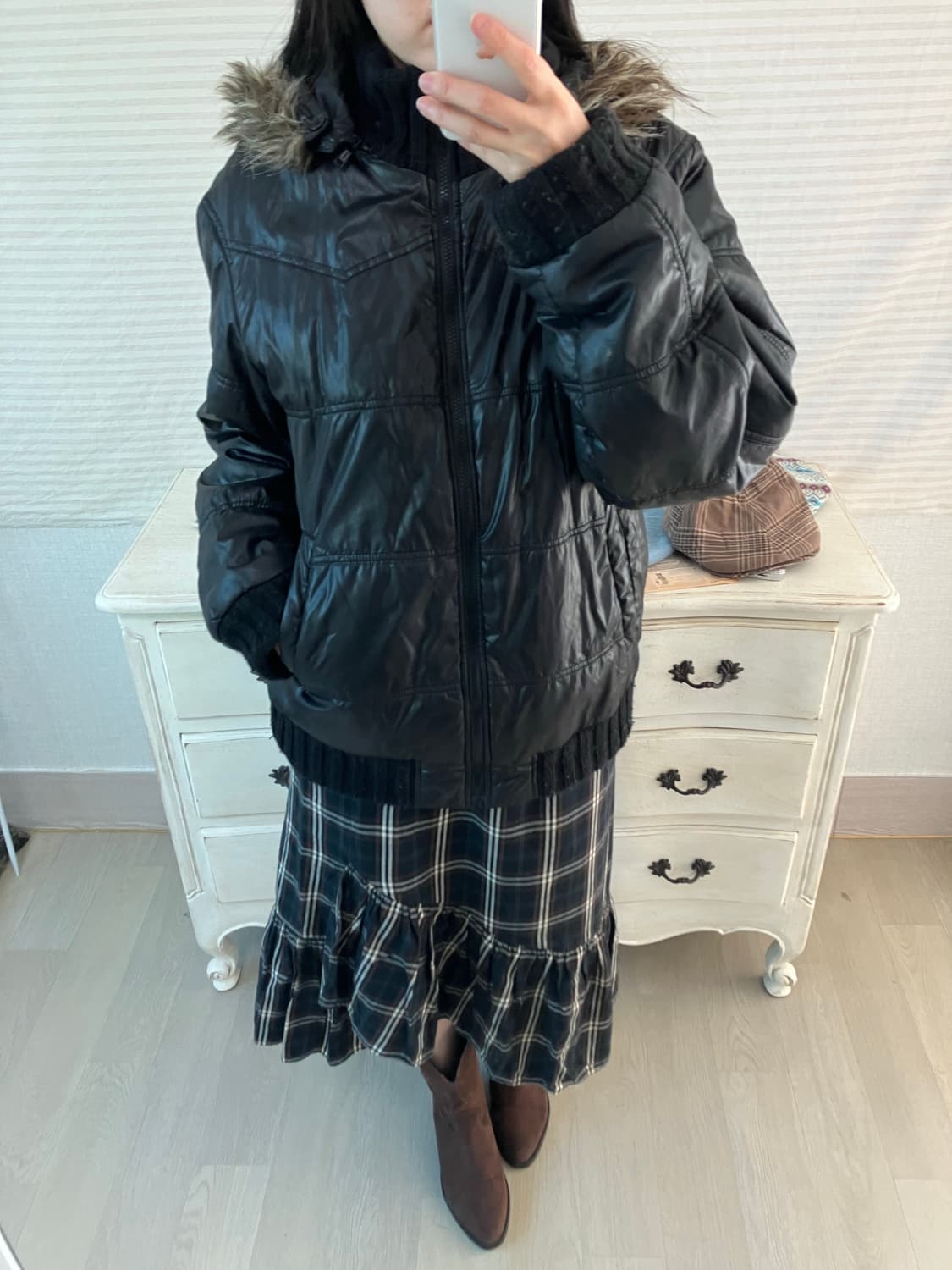 jpn vintage 블랙 무광 패딩 점퍼 y2k 스트릿 갸루 펑키 상품이미지3