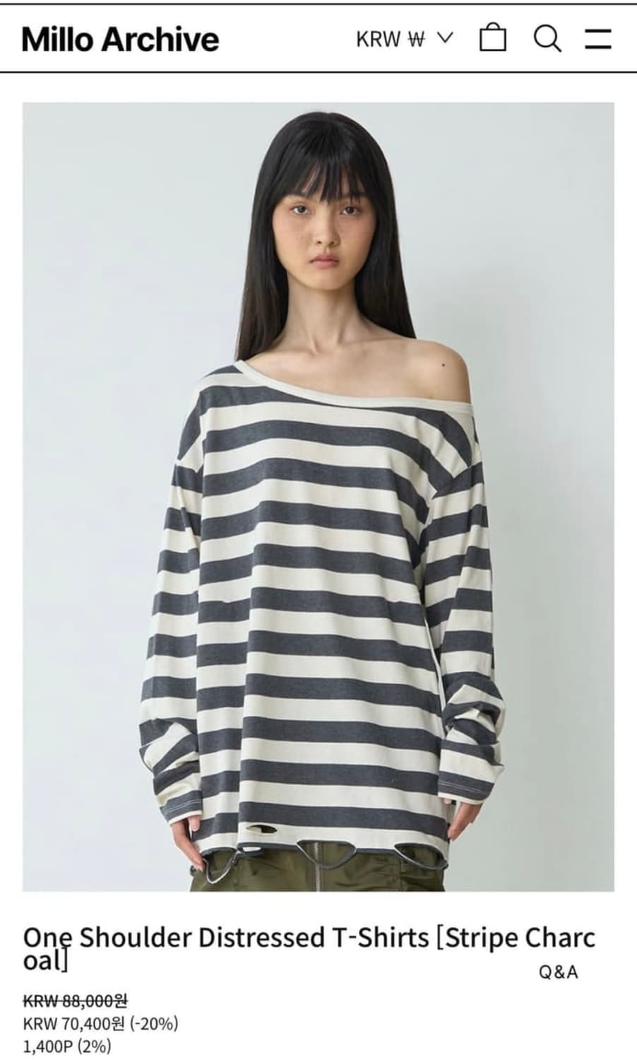 millo women 밀로우먼 원 숄더 티셔츠 상품이미지1