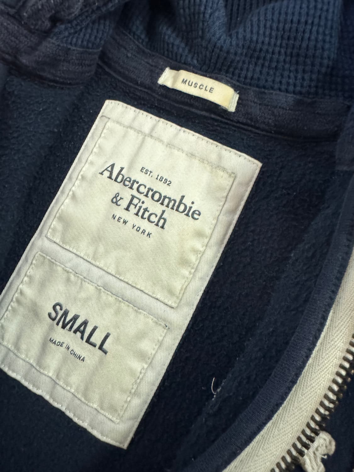 강추!! 여성 아베크롬비 사이드 스펠아웃 기모 후드집업 S 네이비 상품이미지3