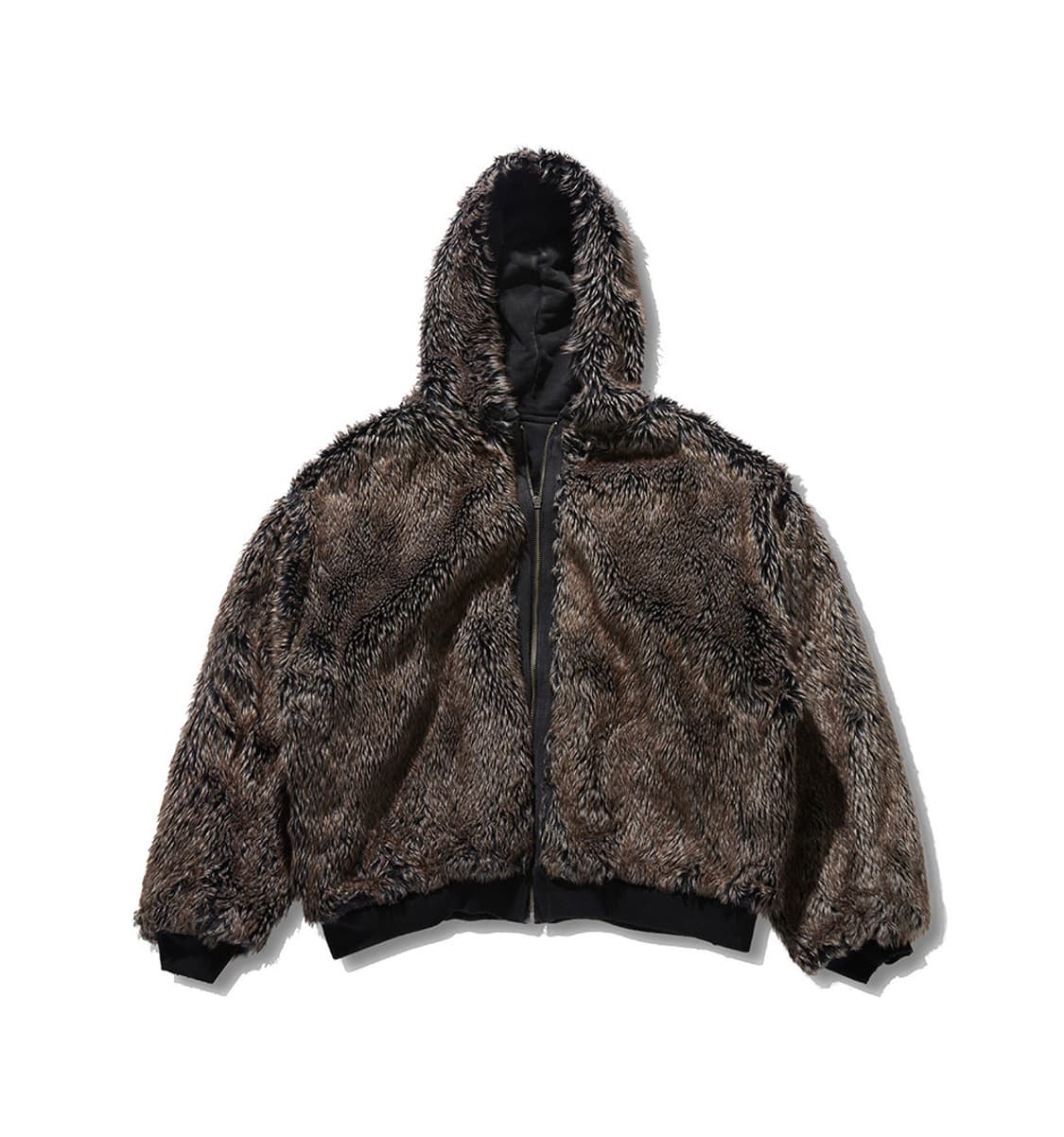 [L] DanciDone Old Kanye Faux 퍼 봄버자켓 블랙 상품이미지3