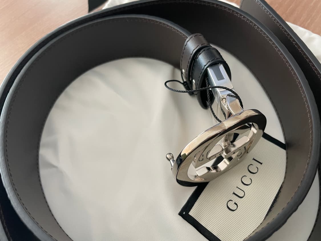 구찌 리버시블 시그니쳐 벨트 블랙 브라운 상품이미지4