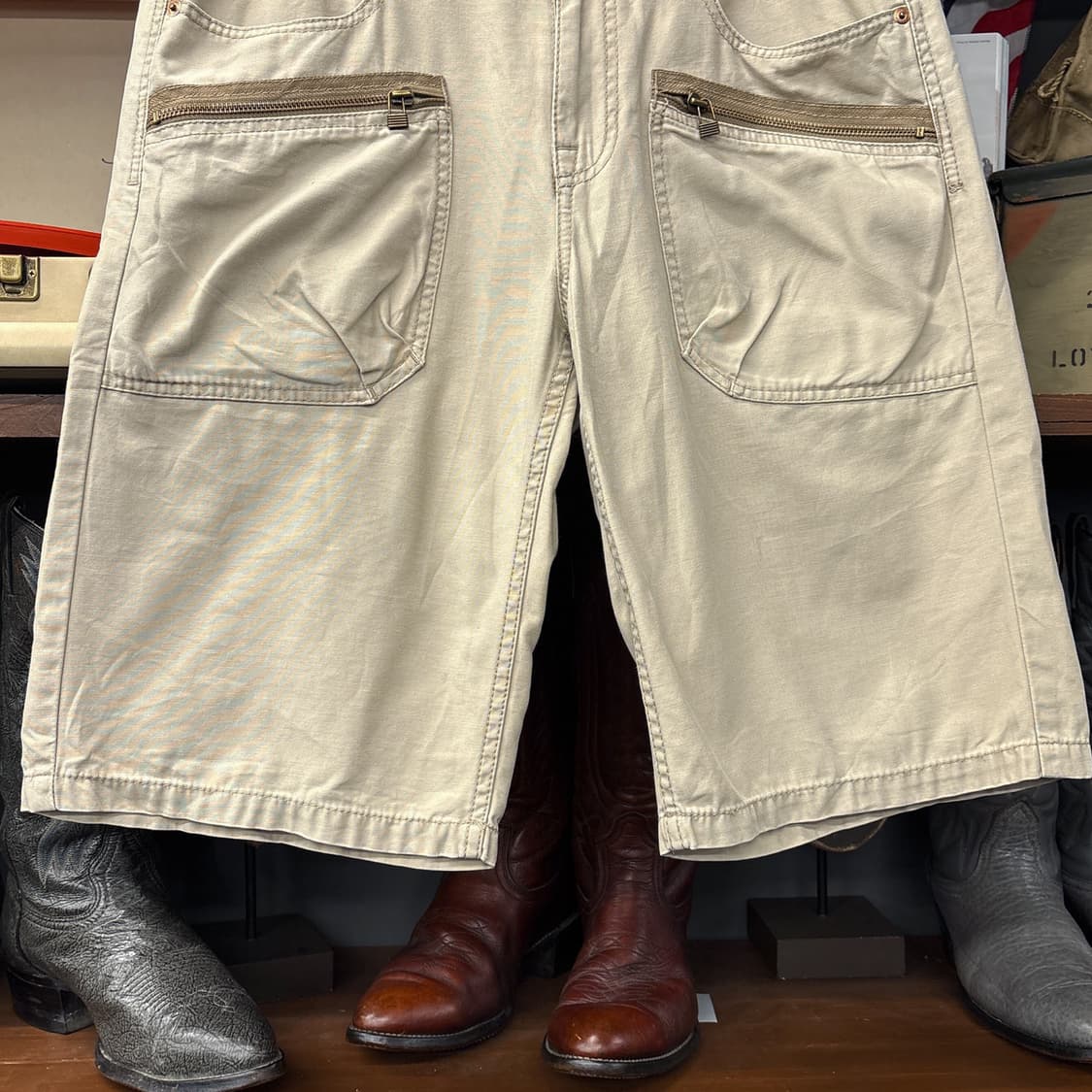 00s 오시코시 Y2K 밀리터리 지퍼카고 하프팬츠 베이지 N1275   상품이미지4