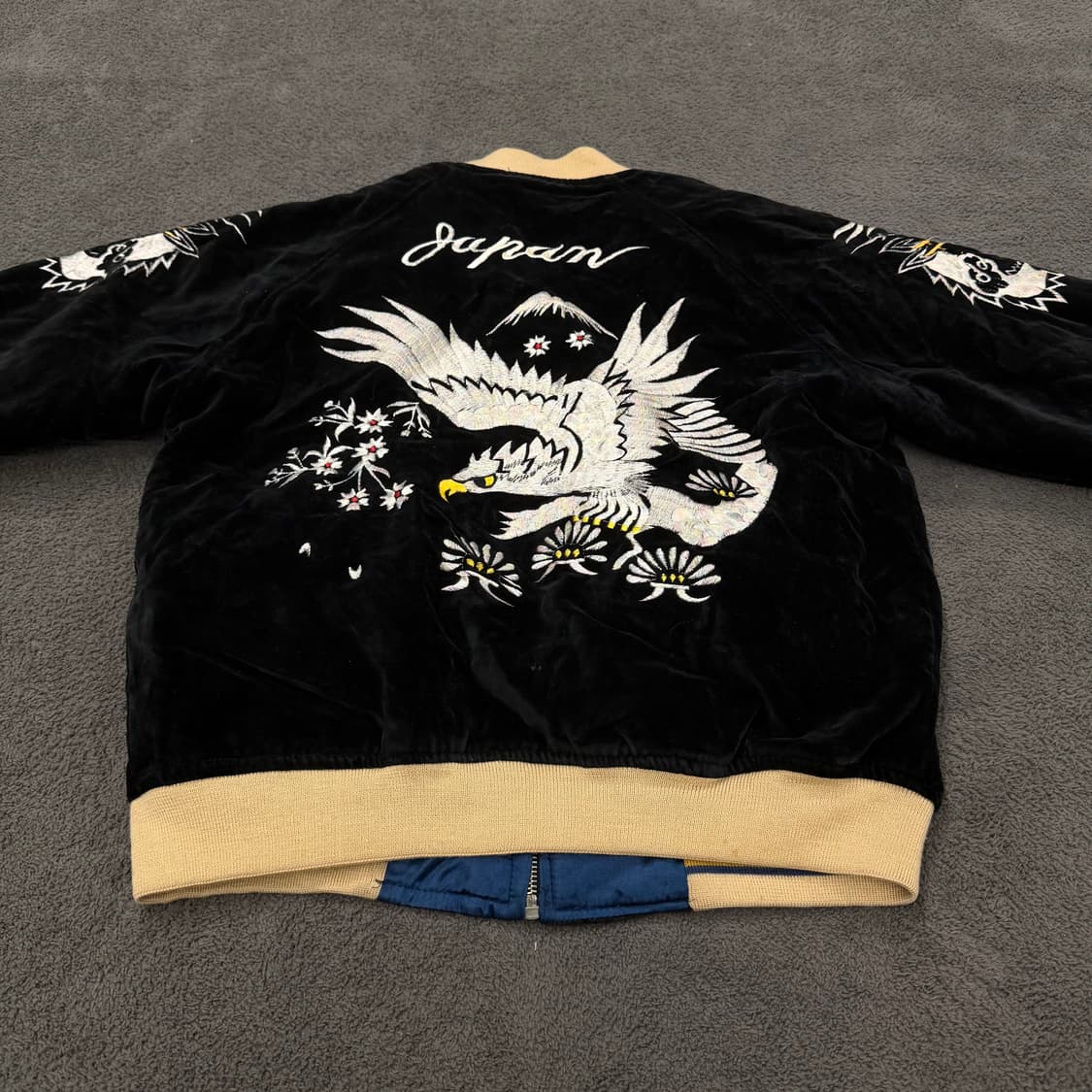 Jpn 일본 빈티지 리버시블 벨벳 자수 스카잔 자켓 상품이미지3