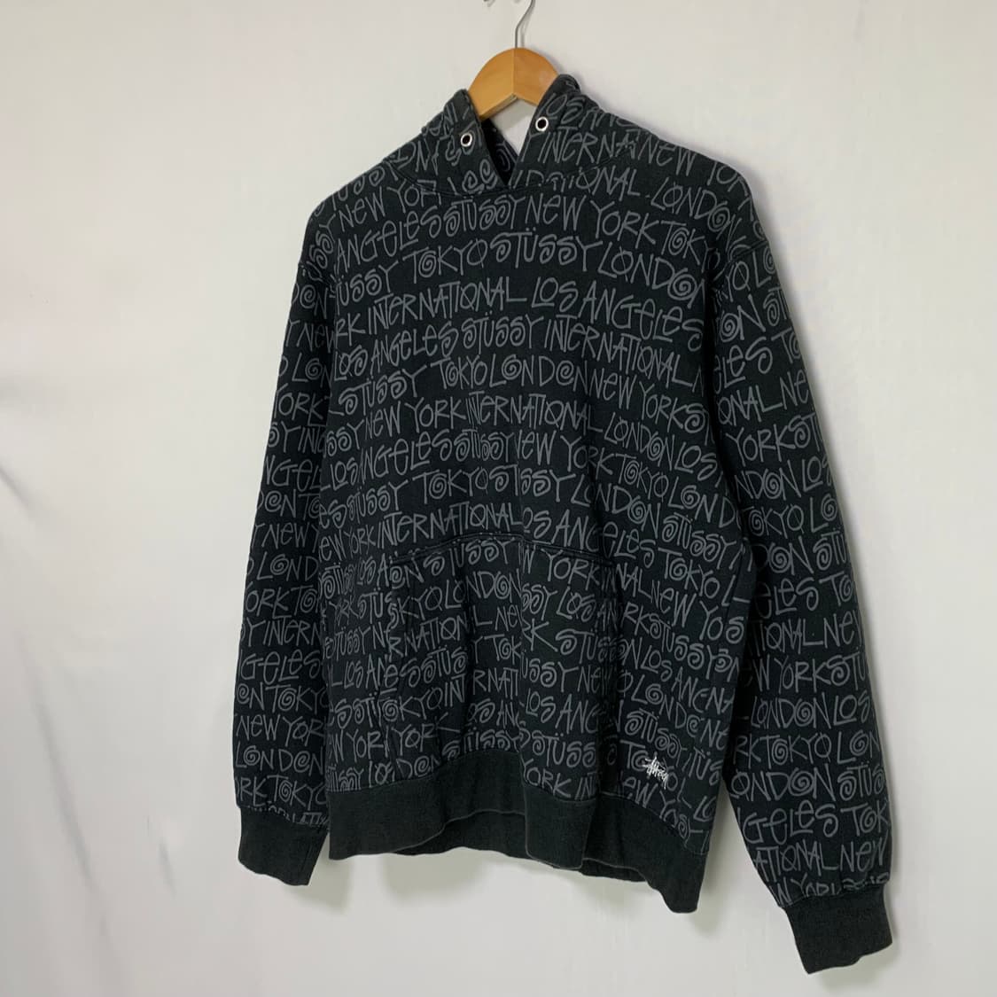 스투시 재팬 레터링 프린팅 기모 후드티 차콜 L 빈티지 남녀공용 상품이미지3