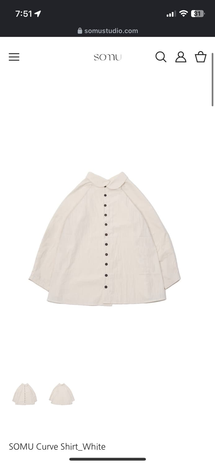소무 SOMU Curve Shirts_White 상품이미지1