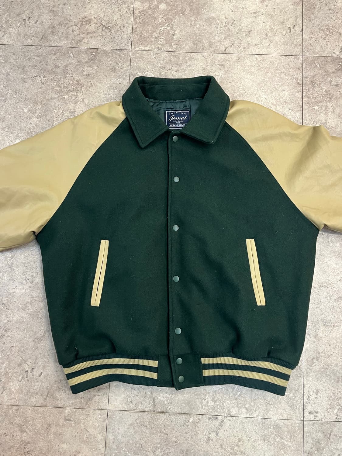 제멋 레더 바시티자켓 그린 2XL#csz2359  상품이미지4