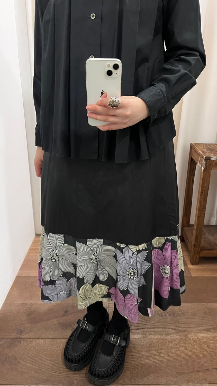 Cutting Line Floral Docking Skirt 상품이미지3