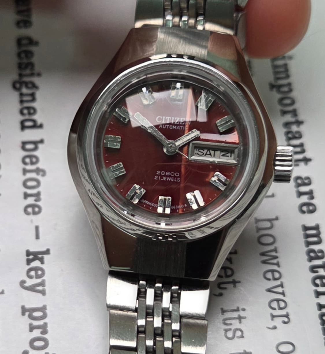 레어] 빈티지 시티즌 28800 하이비트 브라운판 컷유리 데이데이트 여성 상품이미지9