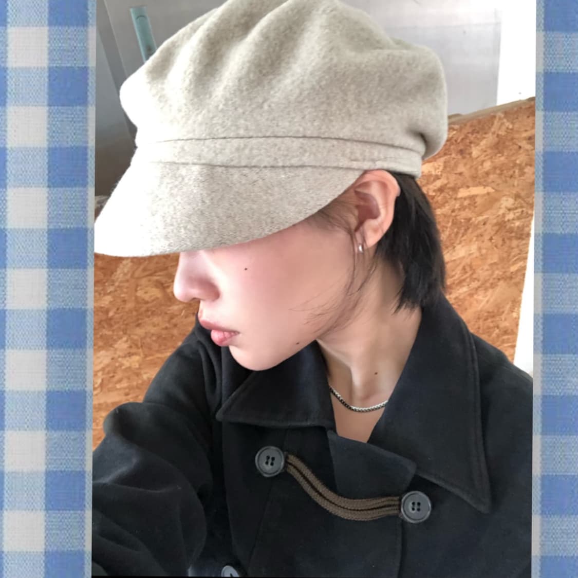 소프트베이지 단추 장식 울 뉴스보이햇 상품이미지3