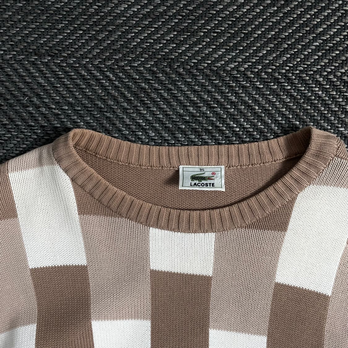 라코스테 빈티지 자수로고 블럭 패턴 니트o 3826 상품이미지5