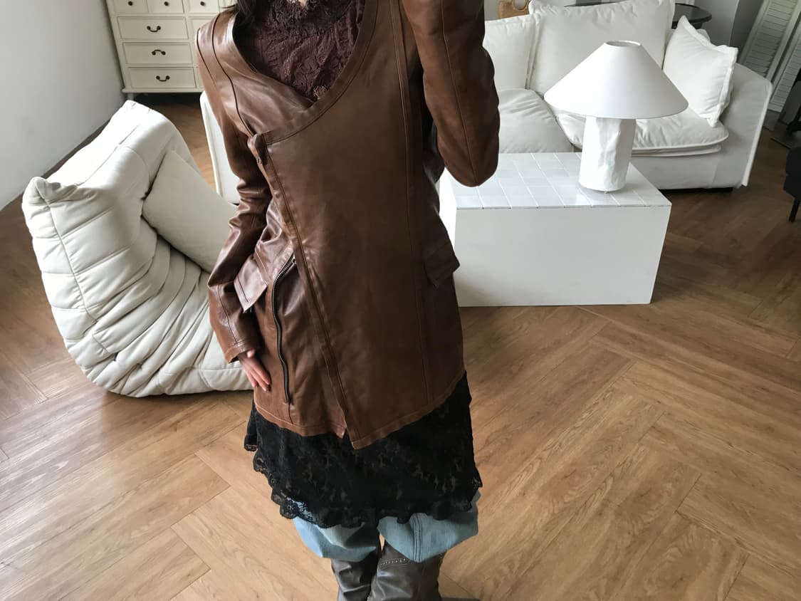 vintage brown leather jacket 상품이미지5