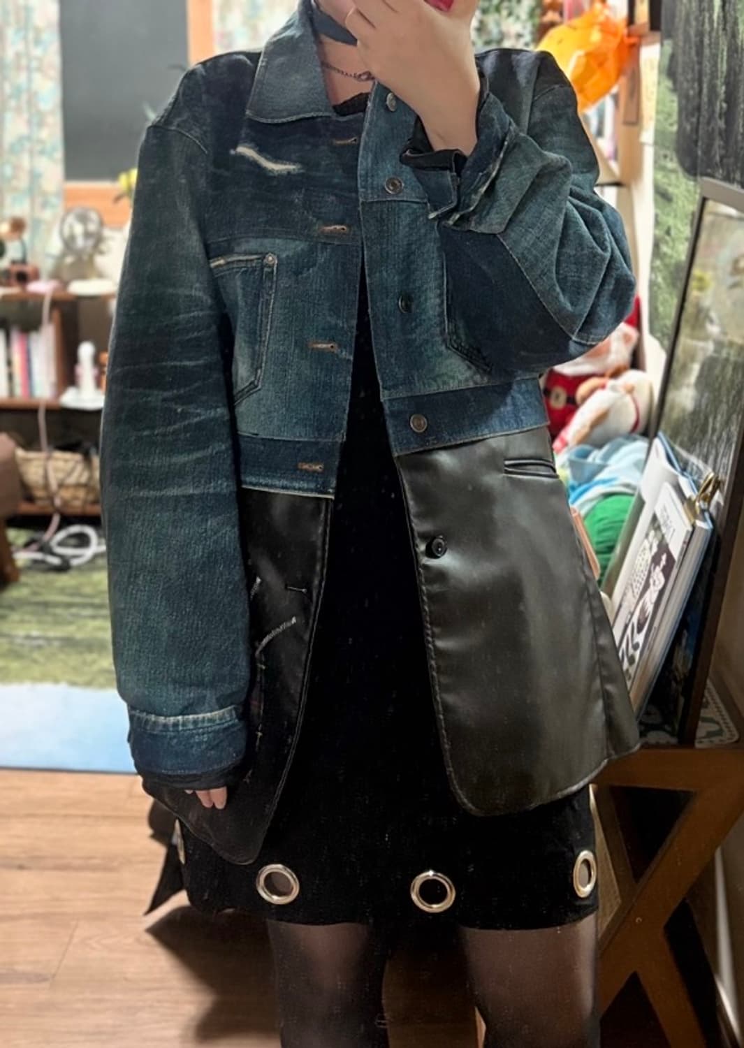 자라 x 앤더슨벨 데님 콤보 점퍼 미디움 블루 상품이미지4