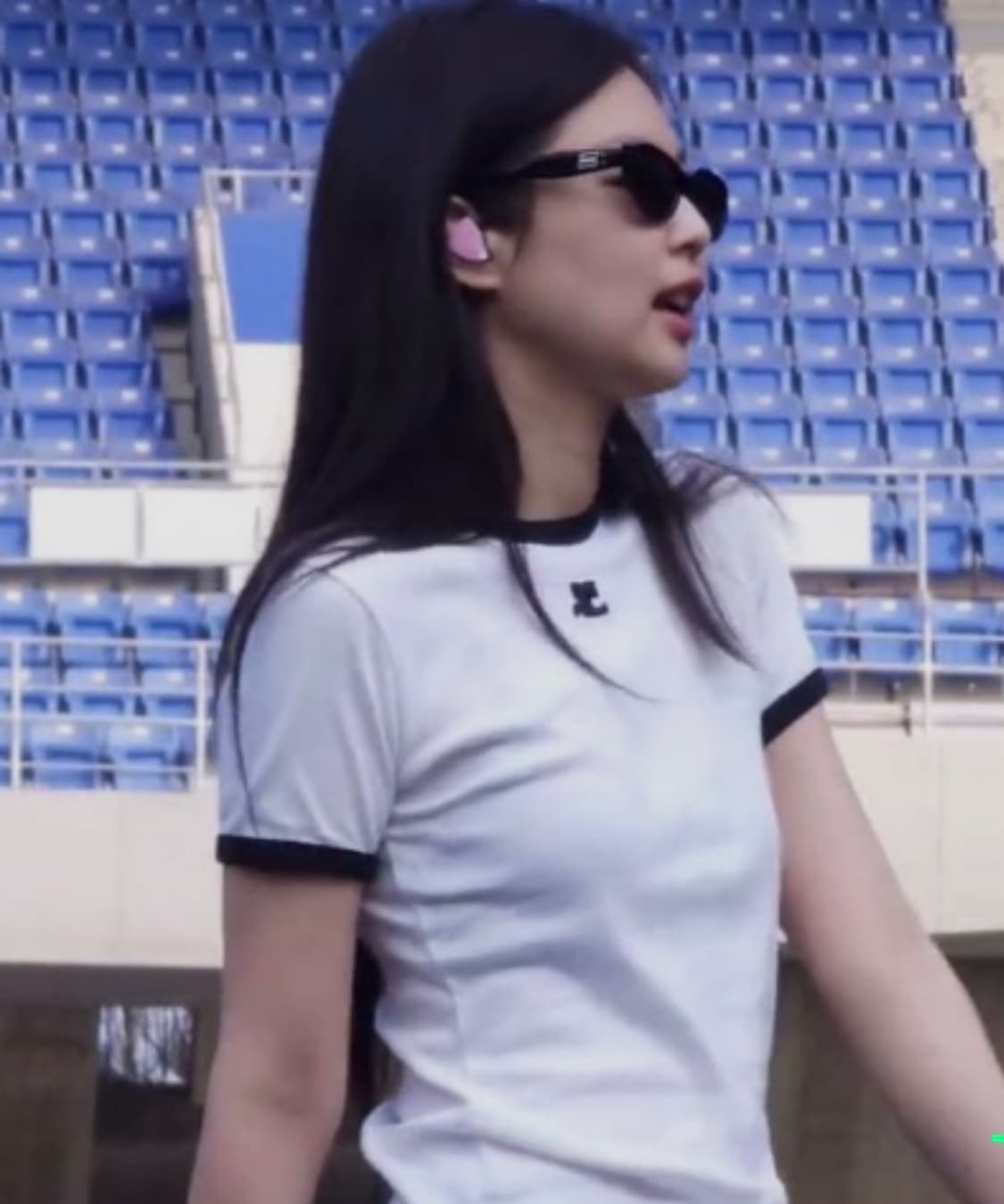 꾸레쥬 콘트라스트 반팔 티셔츠 네이비 상품이미지1